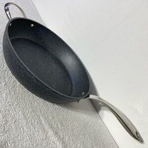 Black Non-Stick Frying Pan with Silver Handle